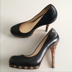 Coach black leather heels